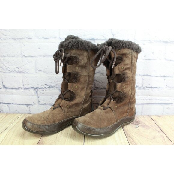 The North Face Abby III Brown Leather Winter Snow Boots Size 8.5 - Picture 2 of 10